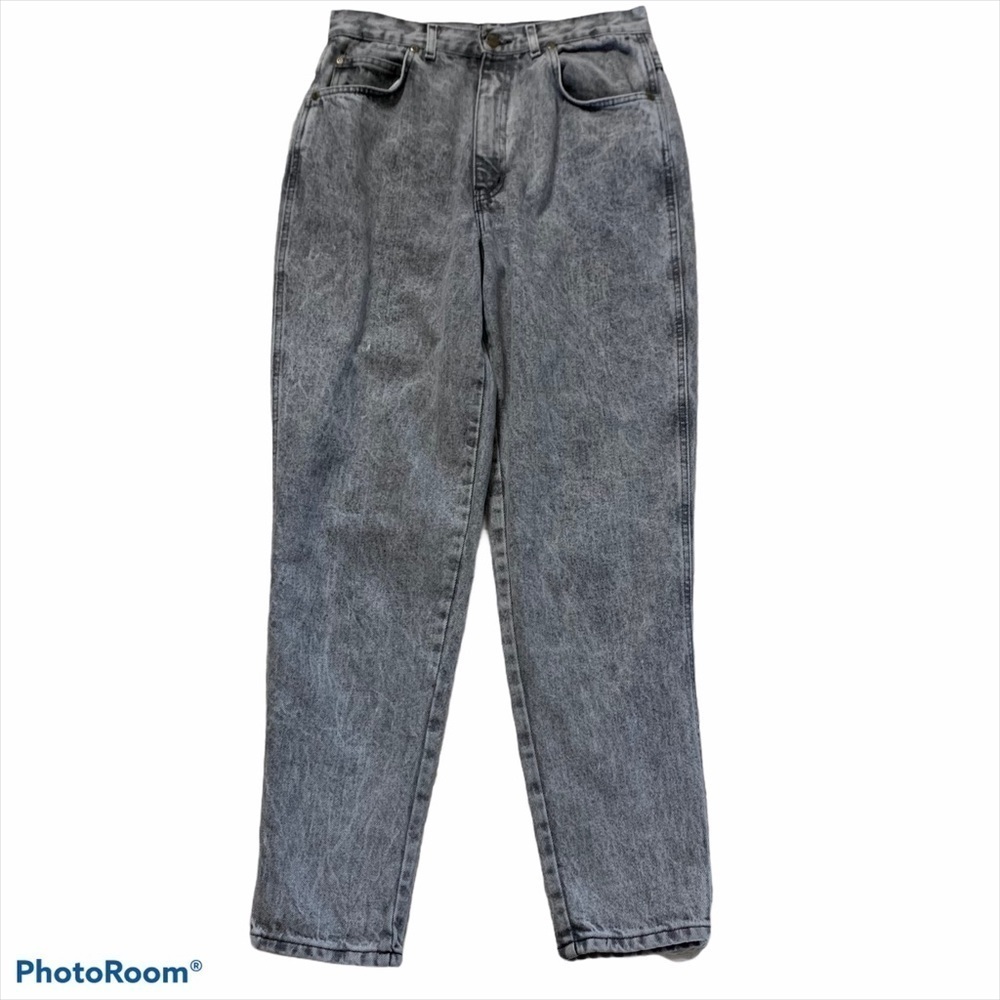 Vintage Chic Stonewashed Black Gray Jeans Made USA